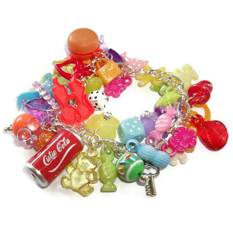Gumball Charm Bracelet, Kawaii Kitsch Beaded Bracelet